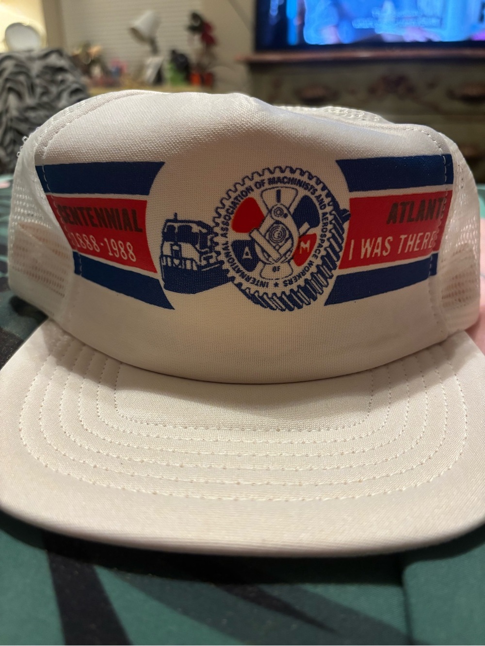 Centennial White Trucker Hat with Red & Blue Graphics